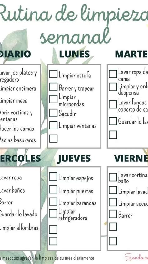 Plan De Limpieza Para El Hogar