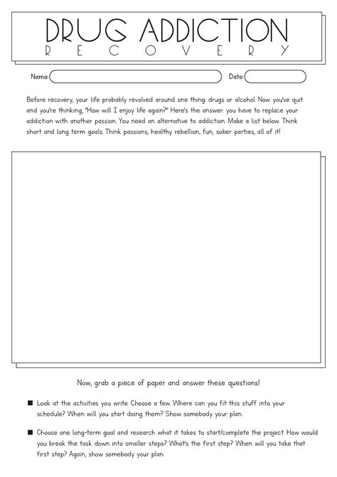 Recovery From Addiction Worksheets