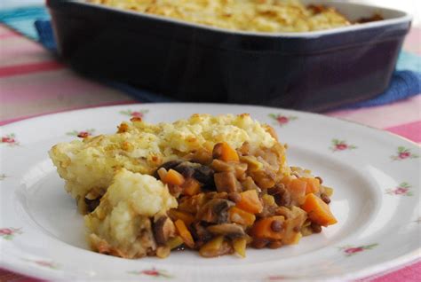 Mushroom And Lentil Cottage Pie With A Root Vegetable Topping