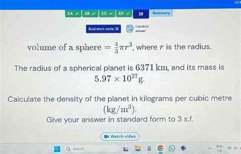 Solved 04 2A 2B 2C 2D 2E Summary Calculator Bookwork Code 2E Allowed