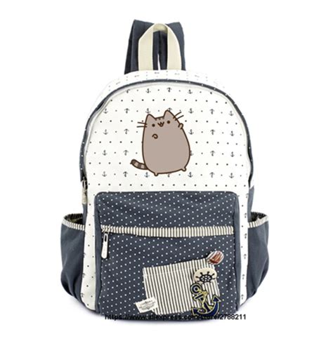 Pusheen Cat Canvas Bag Unicorn Rucksacks Backpack For Teenagers Girls