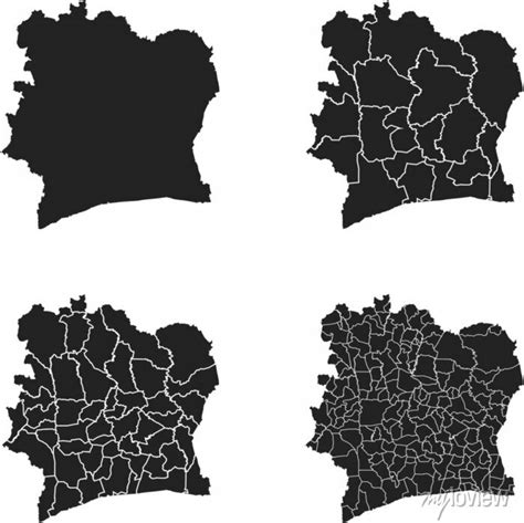 Côte Divoire Vector Maps With Administrative Regions Municipalities