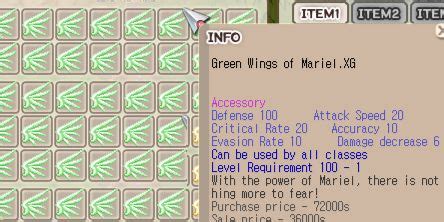 Beli Accessory Arus Green Wings Of Mariel XG Seal Online Blades Of