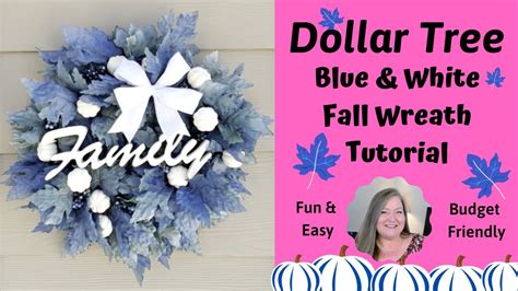 Blue And White Fall Wreath Tutorialdollar Tree Fall Diyhow To Make A