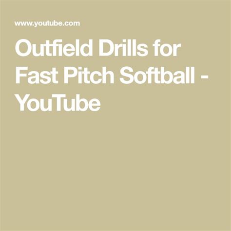 Outfield Drills for Fast Pitch Softball - YouTube | Fastpitch softball ...