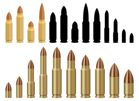 Gun Bullet Vector Design Illustration Set Isolated On White Background