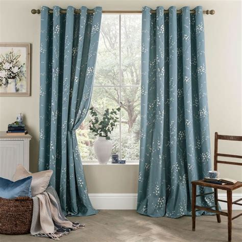 Laura Ashley Pussy Willow Dark Seaspray Curtains Aldiss