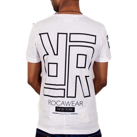 Rocawear Mens Printed Black Flag Psyop White Cotton T Shirt R045