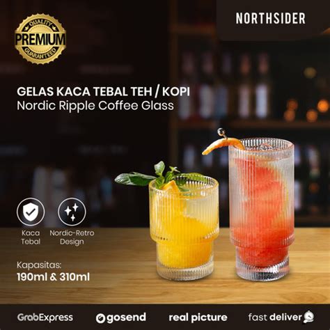 Promo Gelas Kaca Kopi Teh Minuman Tebal Coffee Nordic Ripple Glass