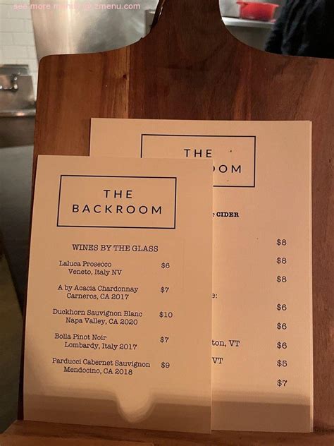 Online Menu Of The Backroom Restaurant Pittsfield Vermont 05762 Zmenu