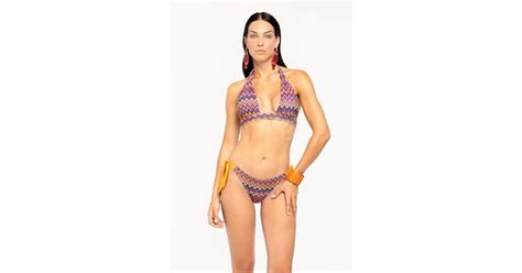 Giveness Triangle Bikini Top And Slip Chevron In Orange Lyst