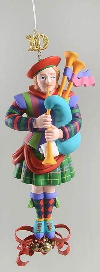 Twelve Days of Christmas-Ornament Ten Pipers Piping - Boxed by