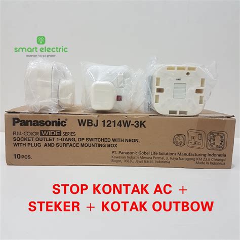 Jual Panasonic Stop Kontak AC Komplit Set WBJ1214W 3K Colokan Kaki 3