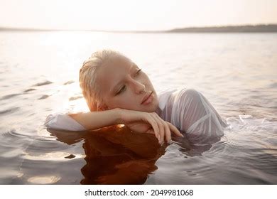 Nude Sexy Woman Water Sunset Beautiful Stock Photo 2049981068