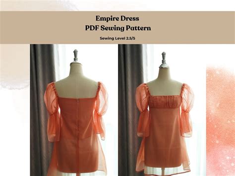 Empire Dress Sewing Pattern Empire Waist Line Dress PDF Pattern Puff