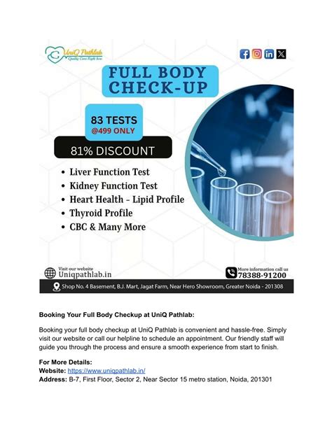 Ppt Full Body Checkup In Greater Noida Uniq Pathlab Powerpoint