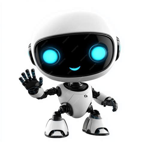 Animated cute robot on transparent background friendly and cheery mini