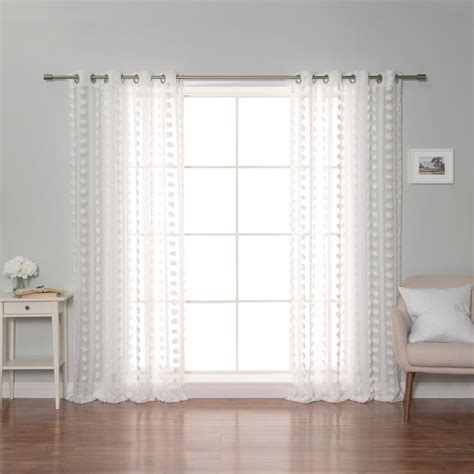 Best Home Fashion 84 In White Polyester Sheer Grommet Curtain Panel