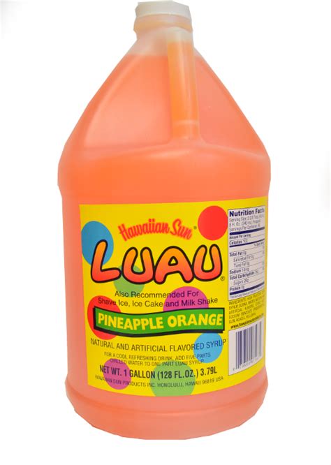 Hawaiian Sun Luau Pineapple Orange Syrup Gallon Hawaii Made