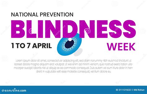 Prevention Of Blindness Week 1 To 7 April Stock Vector Illustration