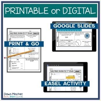 Nd Grade Math Review Daily Spiral Morning Work Warm Ups Print Google