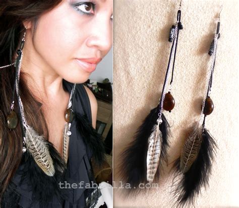 DIY Feather And Chain Long Feather Earrings Thefabzilla