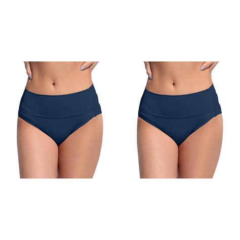 Pack Women S Black High Waisted Bikini Bottoms Retro Basic Full Coverage Swimsuit Mid Waist