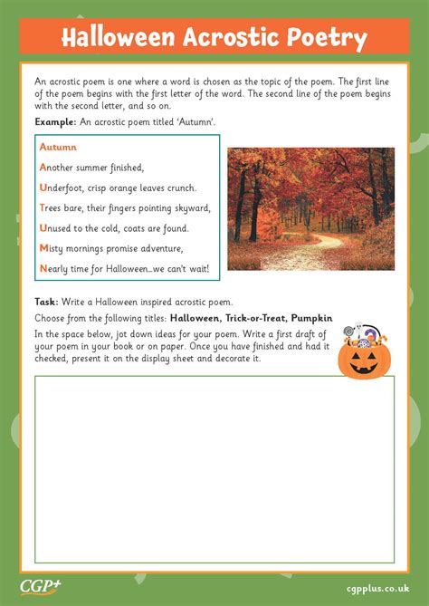 Halloween Acrostic Poetry Years 3 4 Cgp Plus