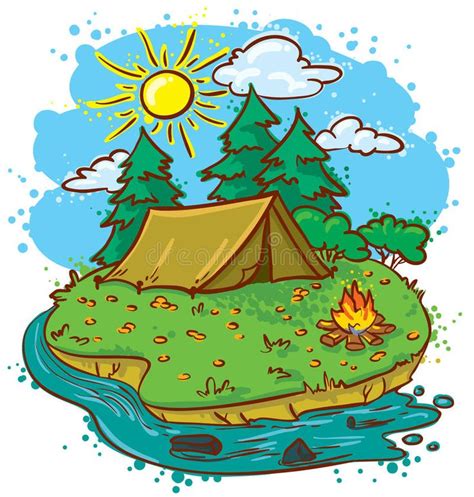 Camping Drawing Colored