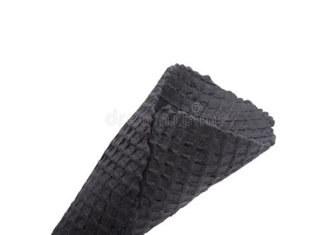 Black Waffle Cone For Ice Cream Isolated On The White Stock Photo