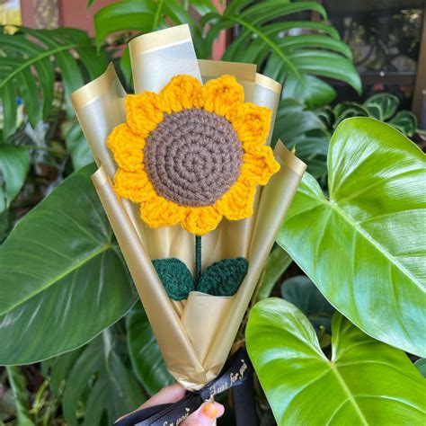 Jual Single Crochet Sunflower Bouquet Buket Bunga Matahari Rajut