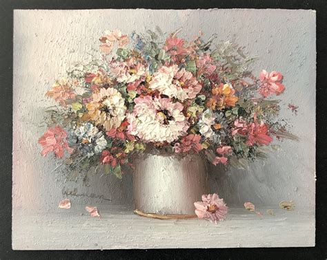 Vintage Robert Helman Original Oil Art Painting Flower Bouquet Textured