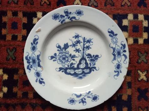 ASSIETTE EN PORCELAINE BLEU BLANC CHINE XVIIIème FLEURS ET BAMBOU EUR