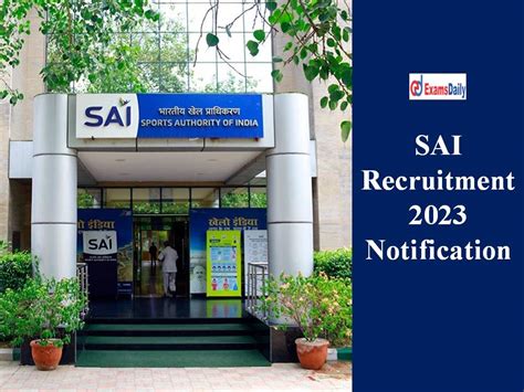 SAI Recruitment 2023 Notification Out Salary Upto Rs 80 000 PM