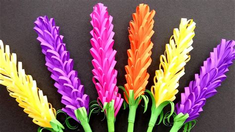 How To Make Beautiful Lavender Paper Flowers Very Easy Diy Crafts Youtube