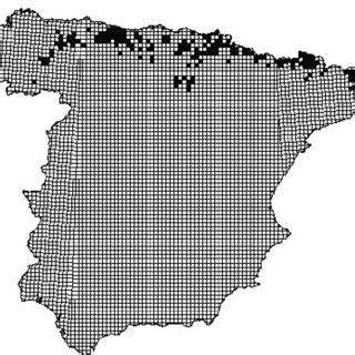 Mapa de distribución del lirón gris Glis glis pyrenaicus en un mapa