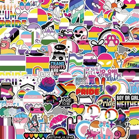 Stickers Pride Gay Lgbtq Pcs Stickers Rainbow Bisexual Stuff Colorful Lgbtq Water Bottle