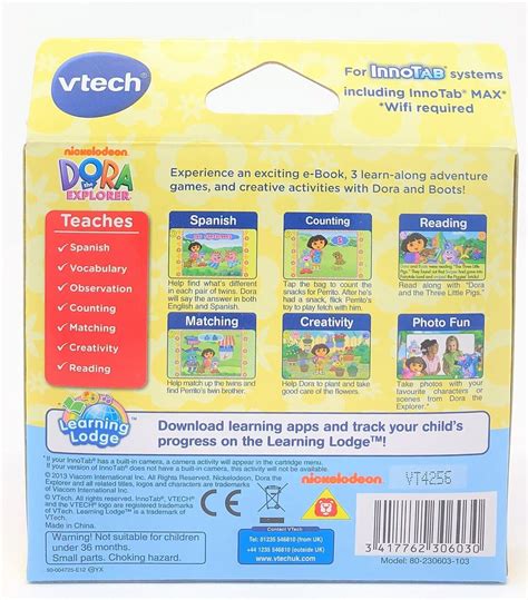 Nickelodeon Dora The Explorer Vtech Innotab Max Learning Tablet App