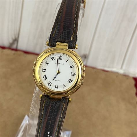 Vintage Seiko Early Lassale Dress Watch Gold Tone 7 75 Inch Brown Leather Strap Super Thin 5 5mm