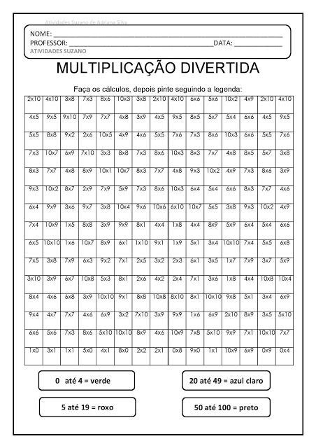 Multiplicação Divertida Em Pdf Atividades Pedagogica Suzano Atividades De Matemática