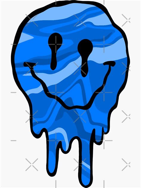 Blue Tie Dye Drippy Smiley Sticker For Sale By Lizzye2 Redbubble