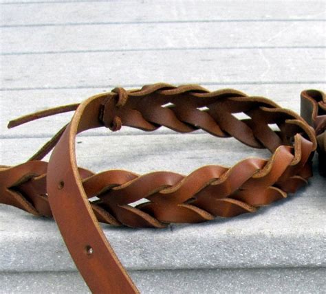 Braided Leather Gun Sling With Slide Loops Etsy