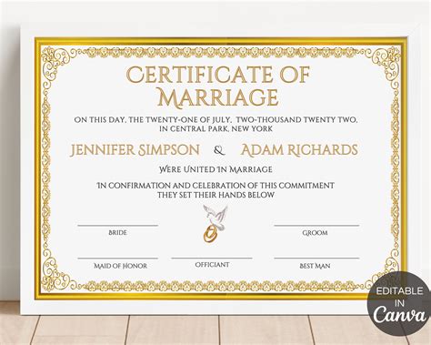 Golden Blank Marriage Certificate Template Gct With In Awesome Blank