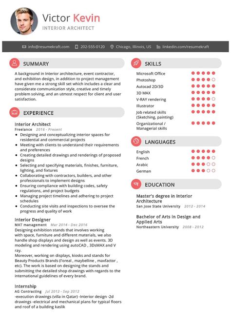 Interior Architect Cv Example In Resumekraft