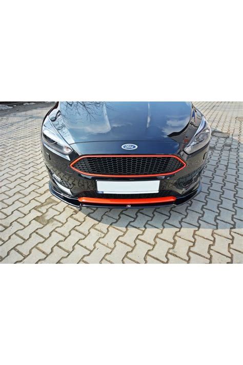 Maxton Design Spoiler Pod Přední Nárazník Ver 2 Pro Ford Focus Mk3 Facelift Carbon Look Rsr