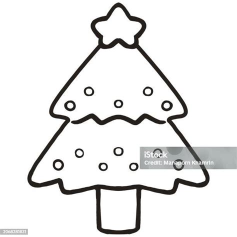 Christmas Tree Outline Coloring Page Stock Illustration Download Image Now Art Book