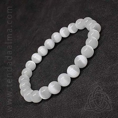 Pulseira de Selenite Esferas 8 mm Tenda da Alma Produtos Esotéricos