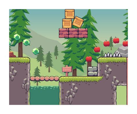 Pine Hill Area Seamless Platformer Tileset Game Art Partners