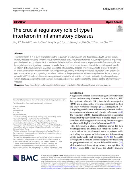 Pdf The Crucial Regulatory Role Of Type I Interferon In Inflammatory