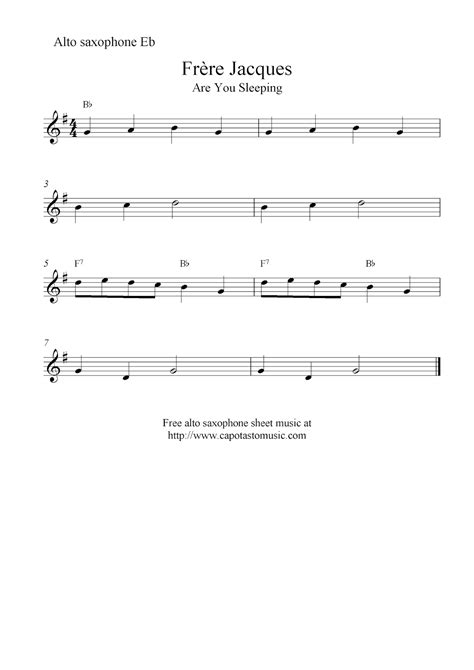 Easy Sheet Music For Beginners Fr Re Jacques Are You Sleeping Free